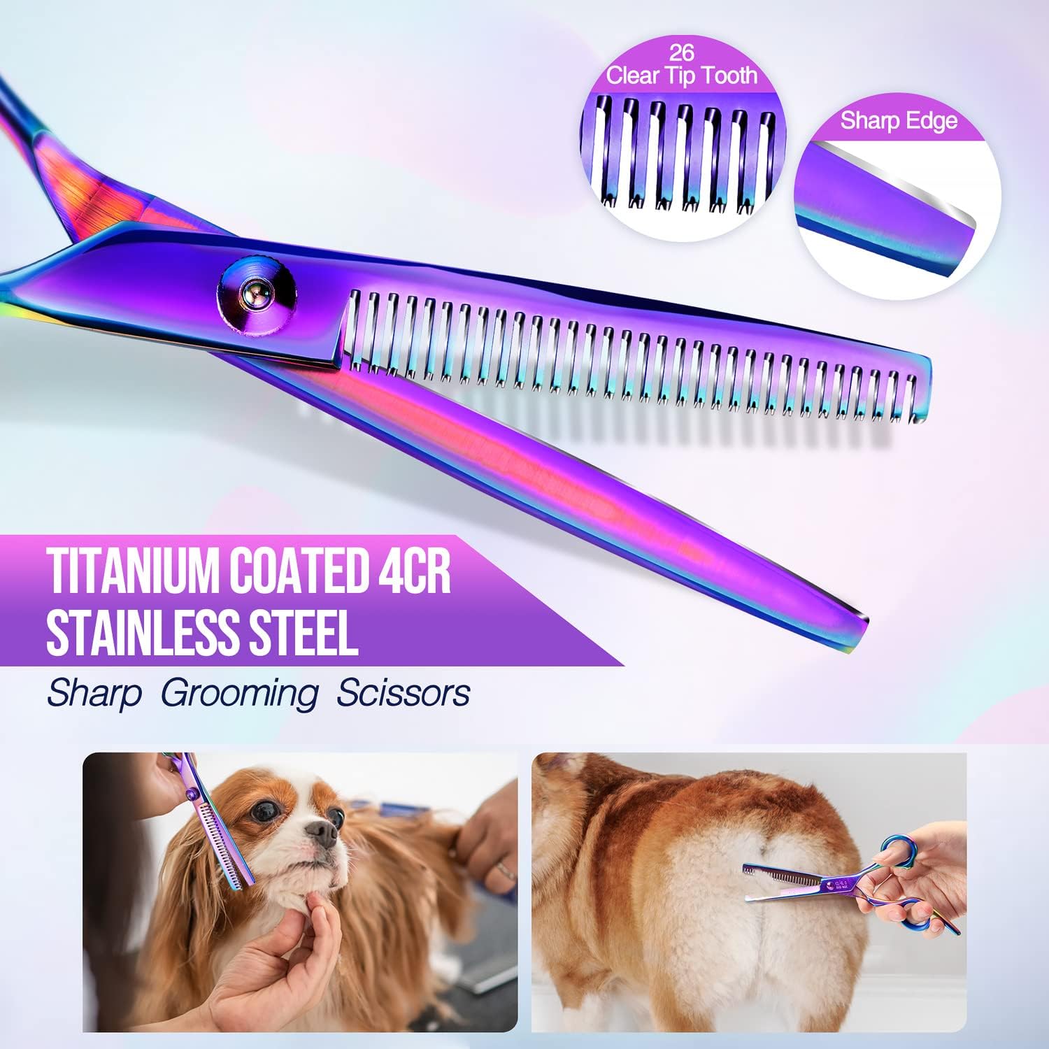Gimars thinning scissors deliver even fur texture with controlled thinning.