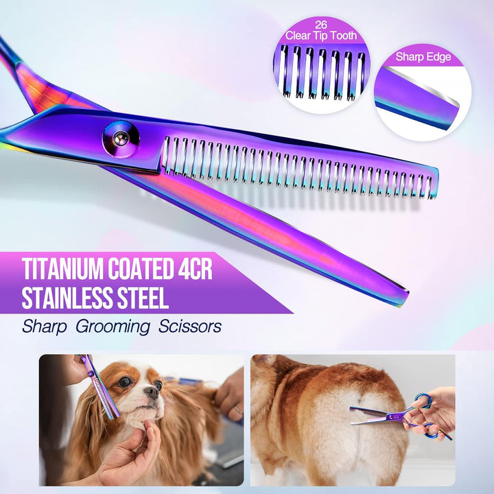 Gimars thinning scissors deliver even fur texture with controlled thinning.