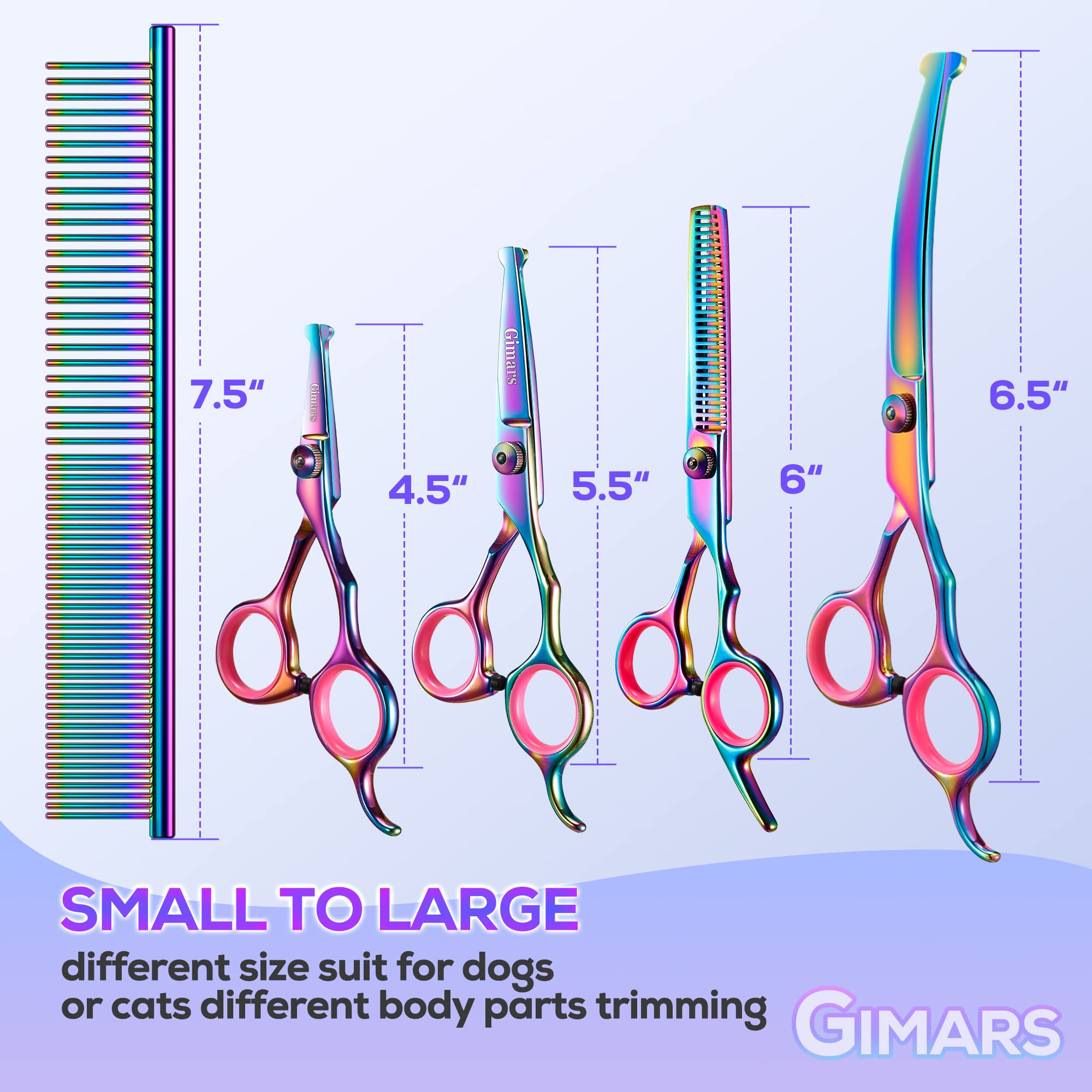 Gimars 4CR curved-blade scissors for contouring around pets