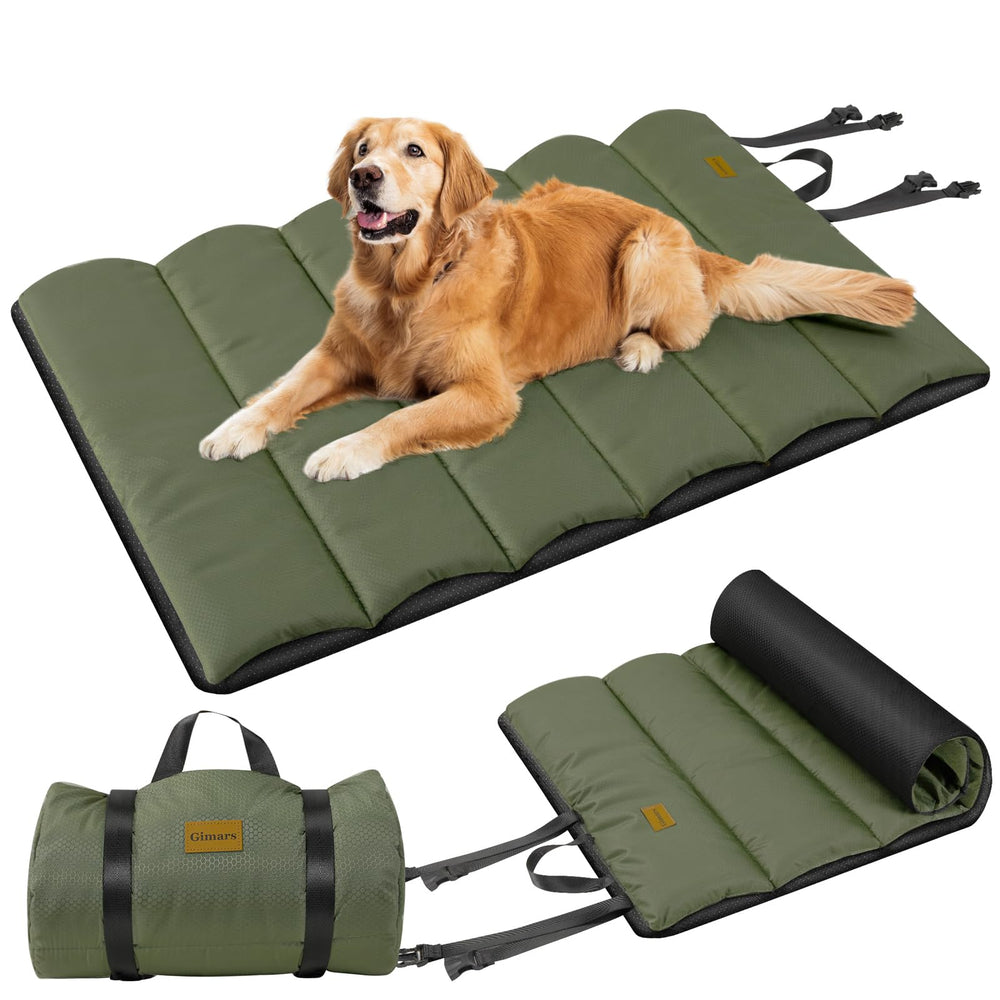 Gimars Upgraded Travel Dog Bed with waterproof film for dry outdoor use