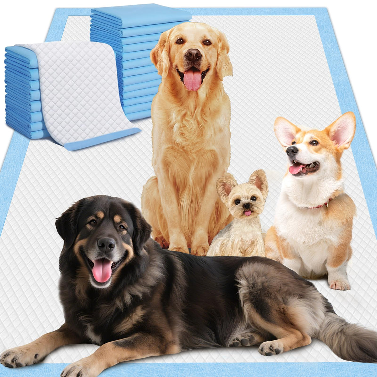 Gimars XXXL pads overview showing extra thick, leak-proof design for large pets and multi-pet homes.
