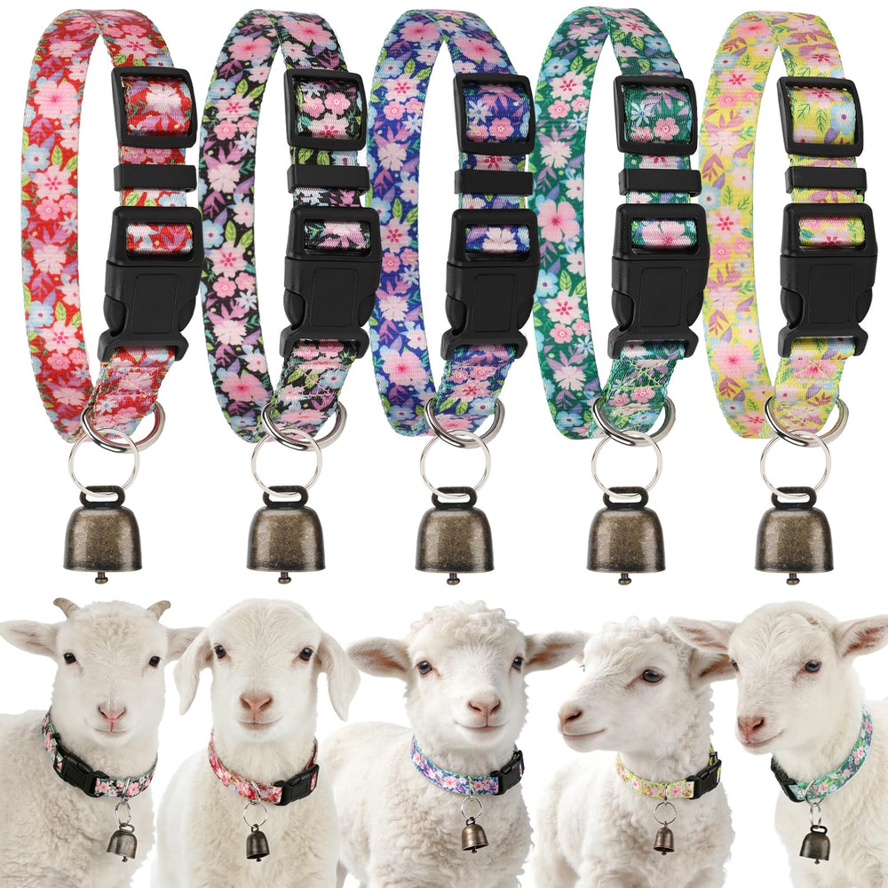 GINDOOR goat collar with floral bell for easy pasture tracking