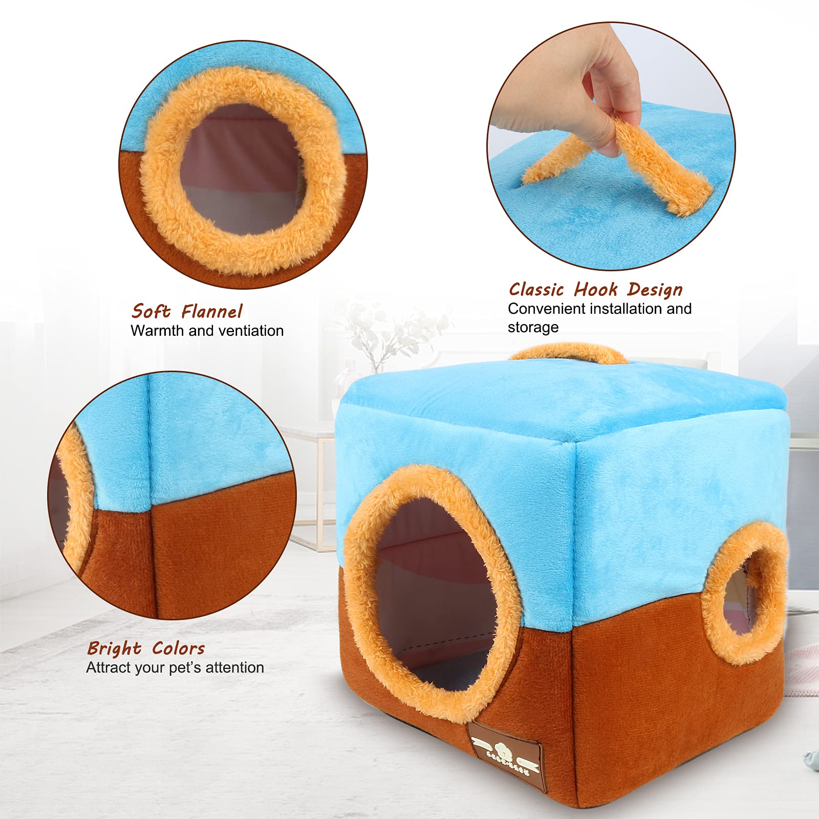 GINDOOR large parrot nest house interior view with plush fleece