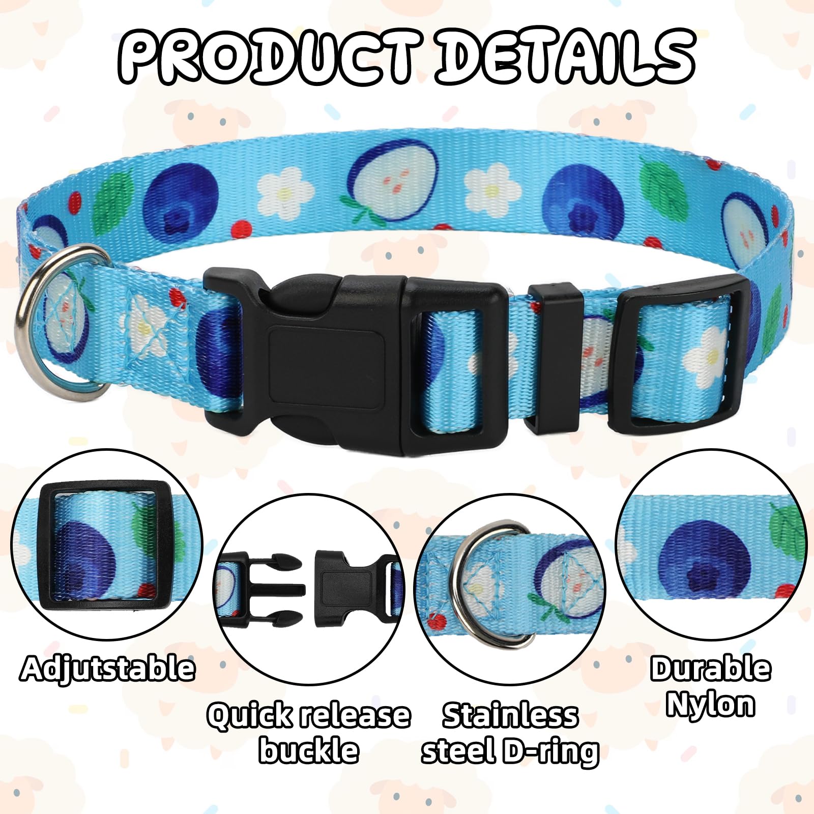 GINDOOR durable nylon collar with safety buckle for easy release