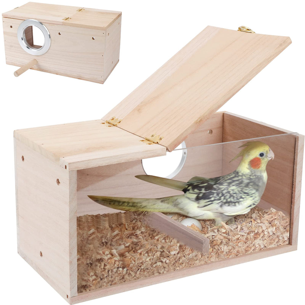 GINDOOR parakeet nesting box, transparent front view, observe nesting without disturbance
