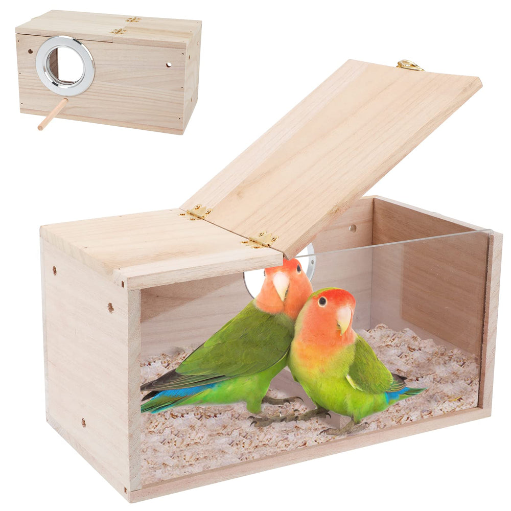 GINDOOR parakeet nesting box with transparent side for easy observation