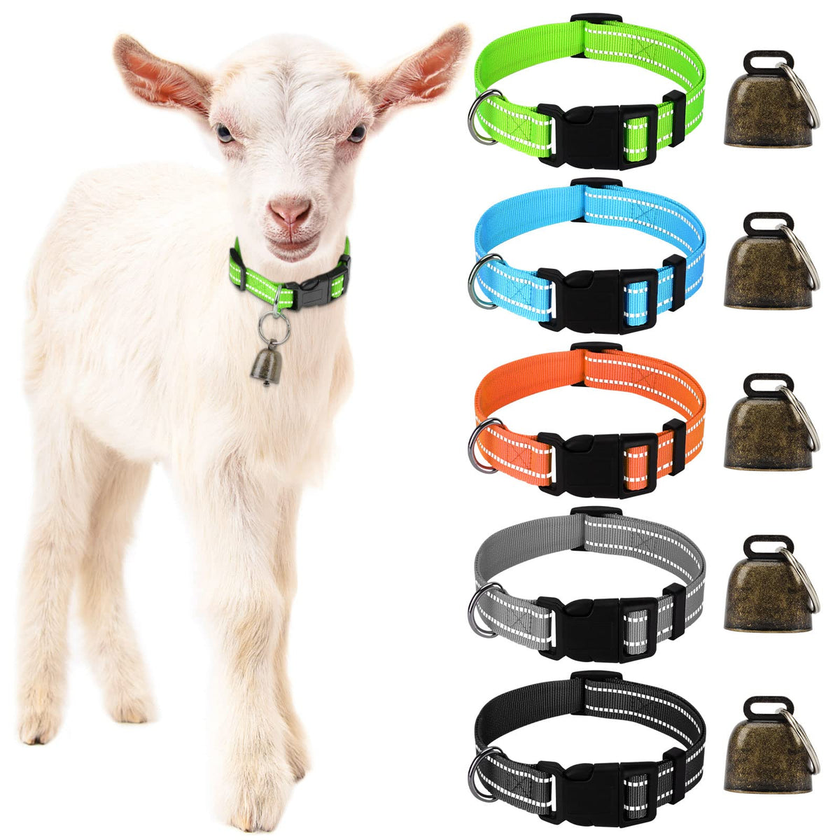 GINDOOR reflective collar with bell for goats improves night visibility and tracking.
