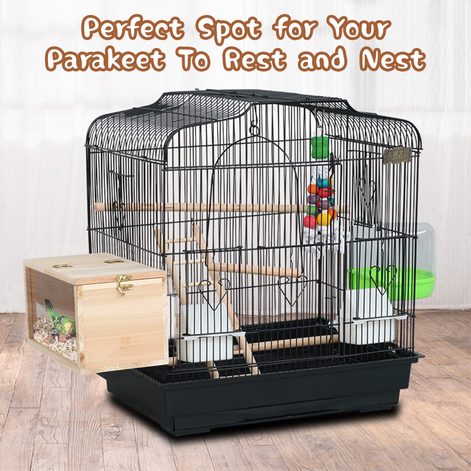 GINDOOR spacious 9.5x5 inch nest supports small birds