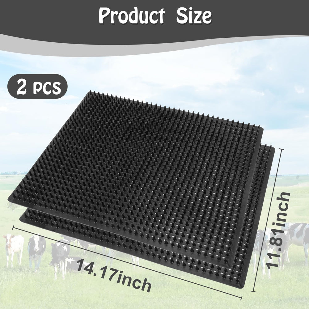 GINDOOR middle livestock scratcher pad mounted on a fence for easy grooming