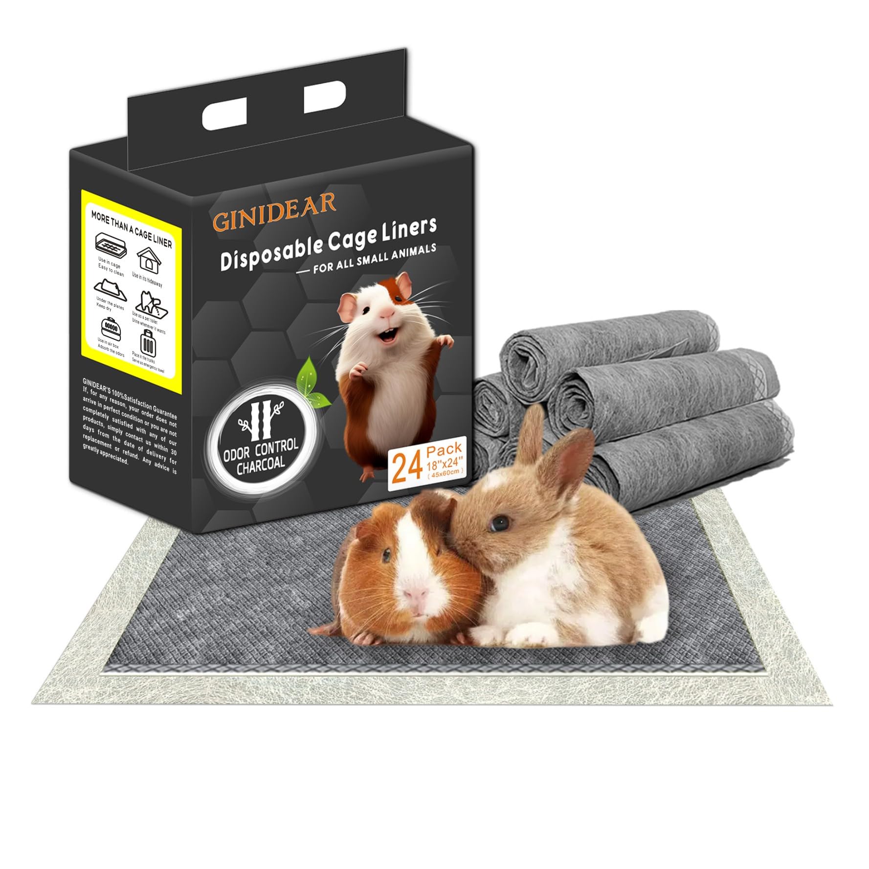 GINIDEAR charcoal odor-control bedding for fresher guinea pig cages