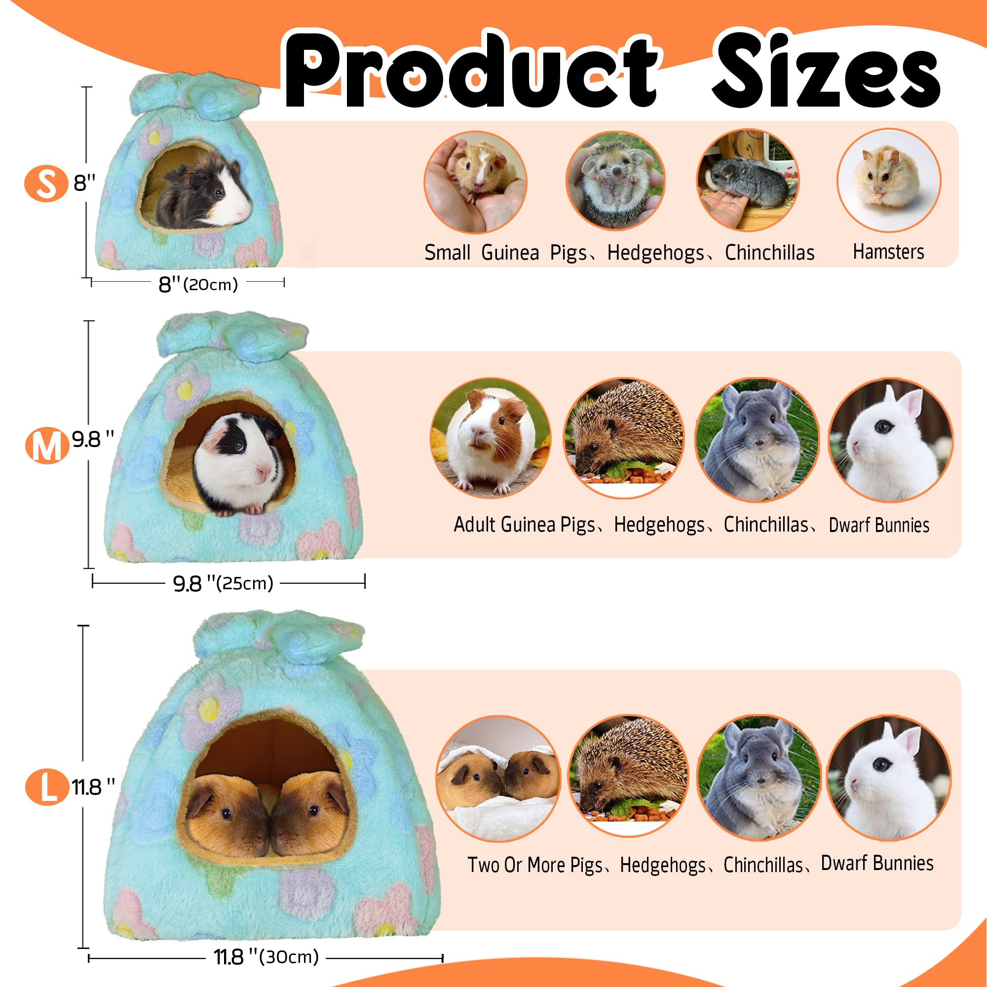 Ginidear Guinea Pig Bed dimensions illustrate roomy space for small pets.