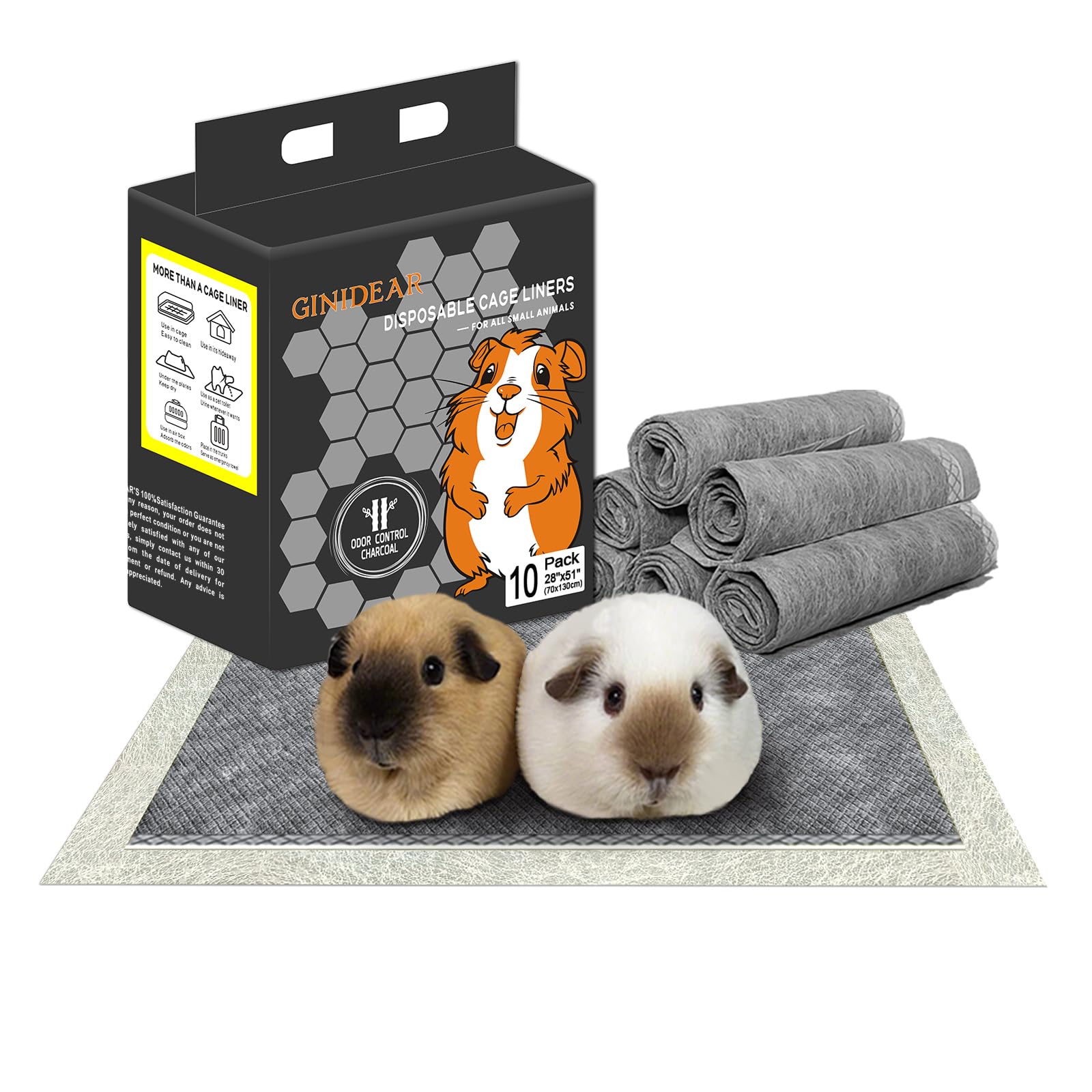 GINIDEAR charcoal odor control liner for guinea pig enclosure, keeping the space fresher.