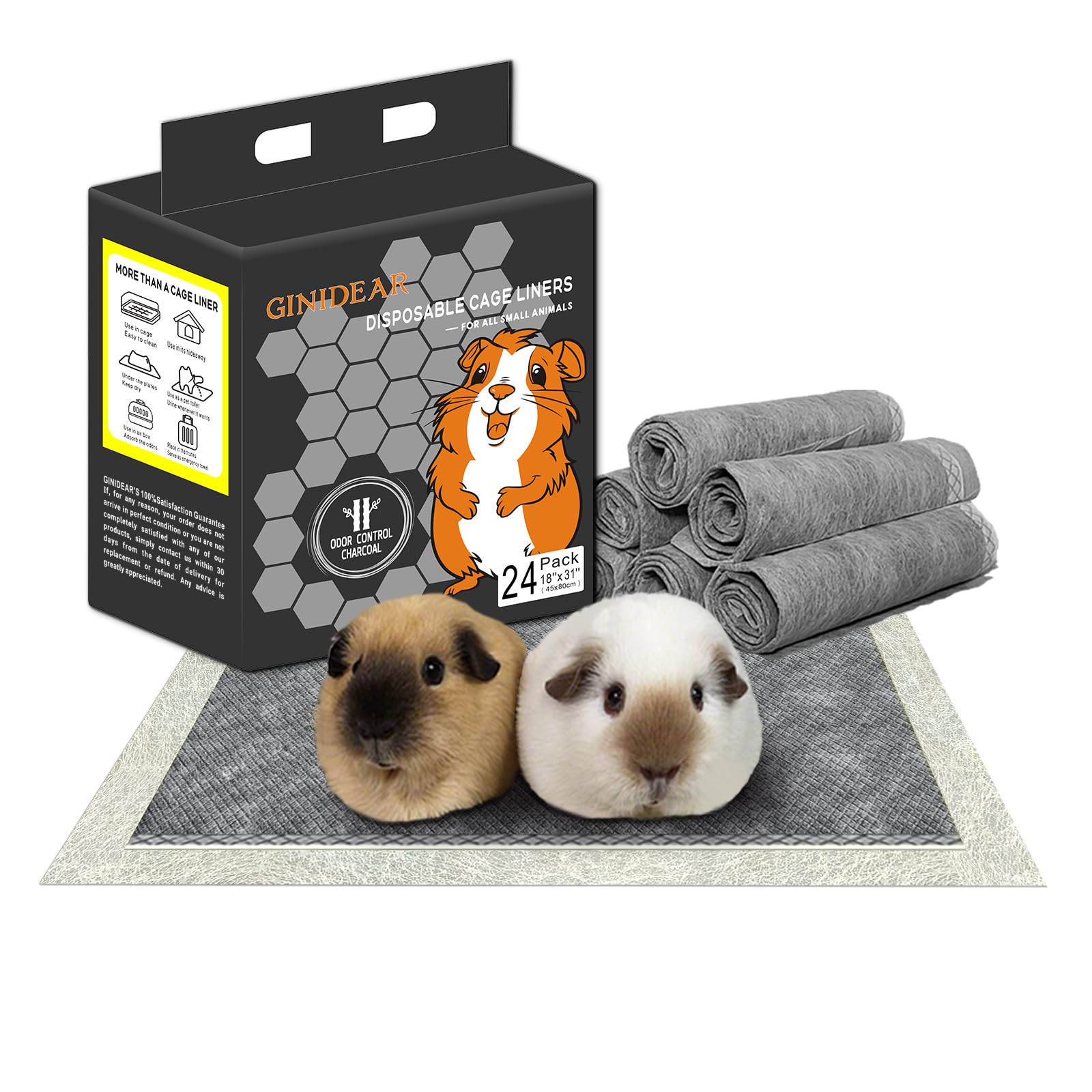 GINIDEAR guinea pig bedding with charcoal odor control for fresh cages