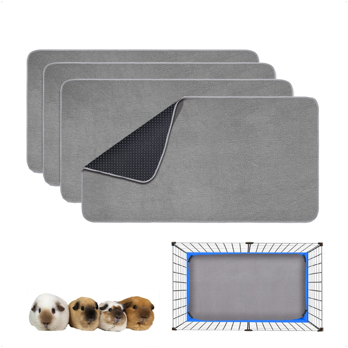 GINIDEAR guinea pig cage liner 4-pack for a clean, dry enclosure.