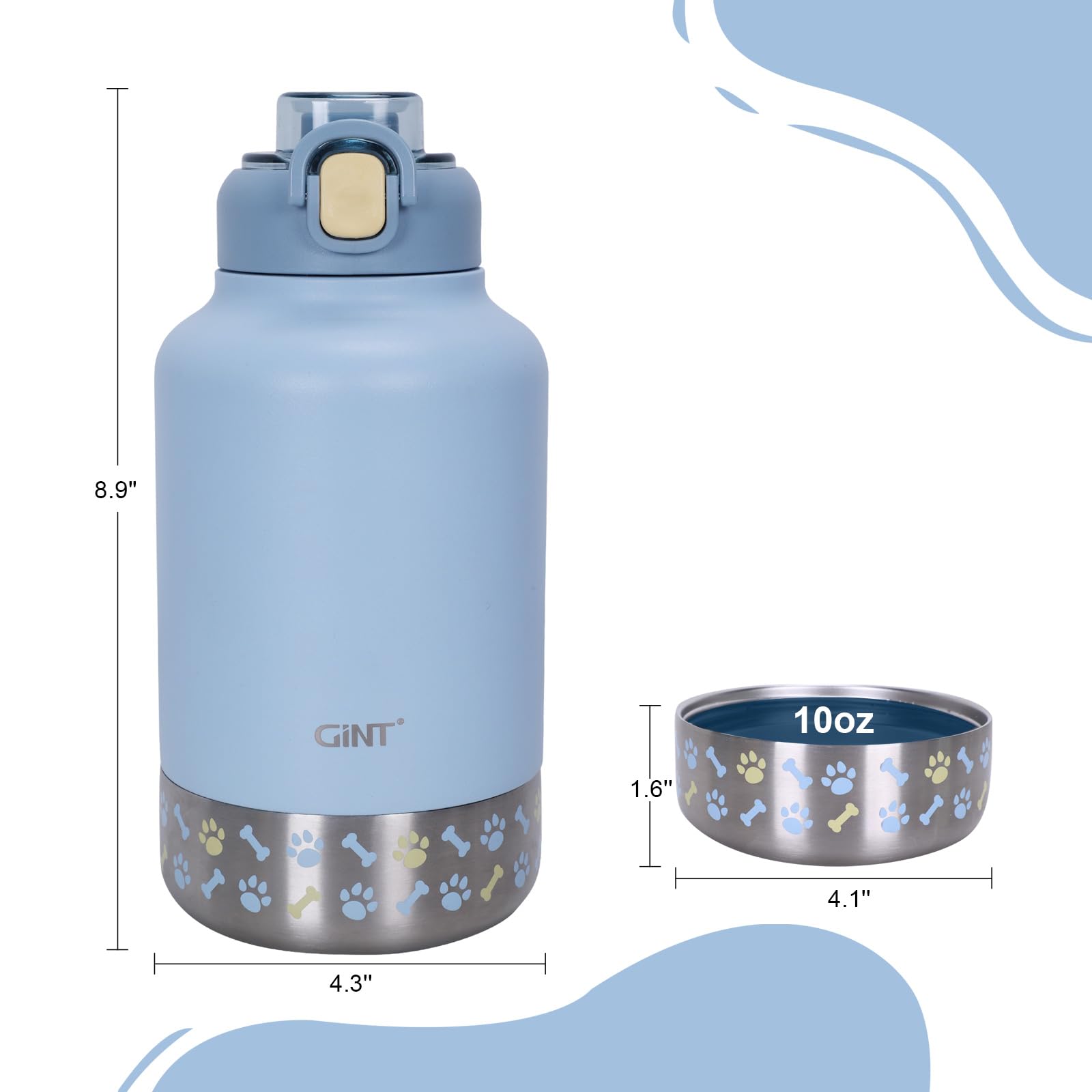 GiNT dual spouts for dog hydration and human sipping on the go.