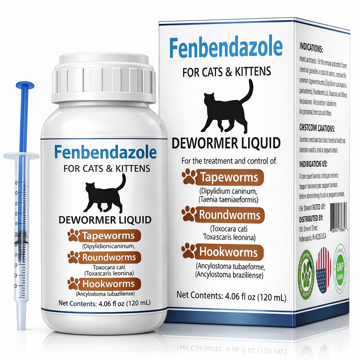 Ginzeca cat dewormer bottle shows convenient dosing for home use.
