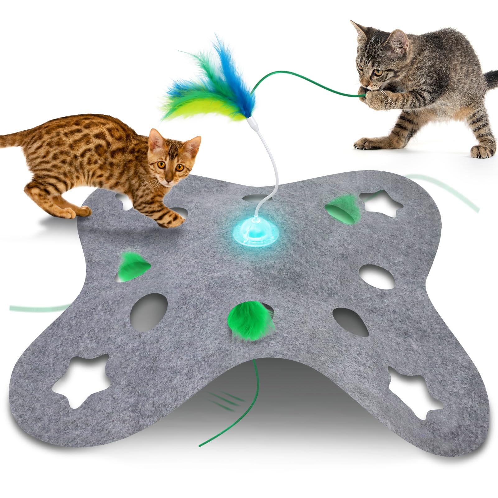 Giociv hide-seek feather tumbler base boosts indoor play for energetic cats.