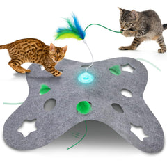 Giociv hide-seek feather tumbler base boosts indoor play for energetic cats.