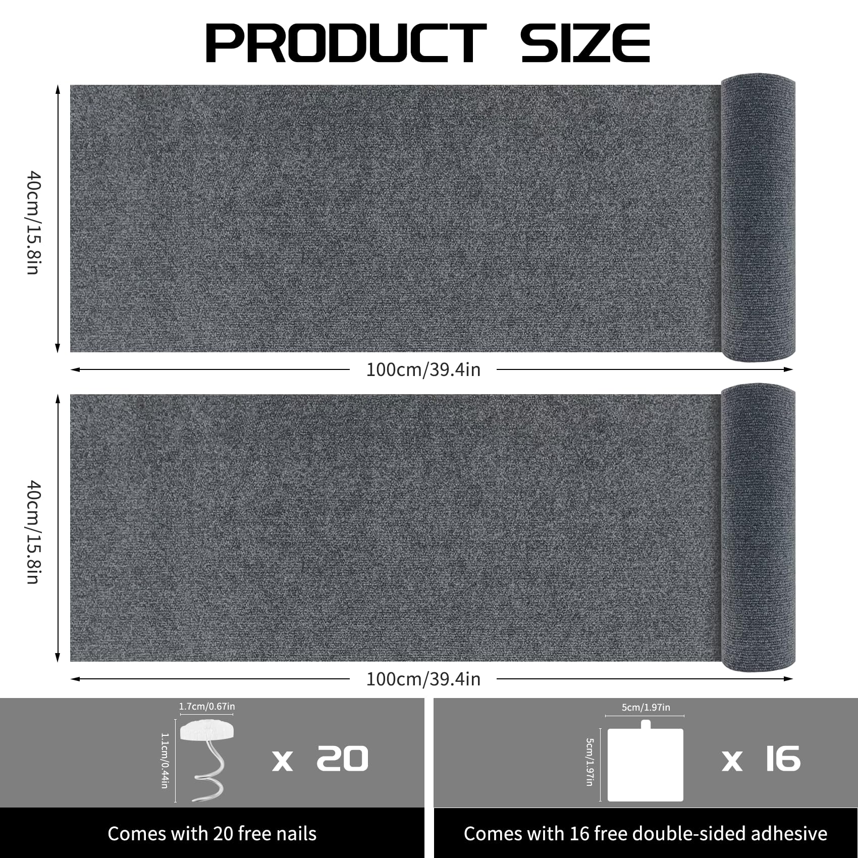 Giomre cat scratch mat shows easy trim for custom configurations.
