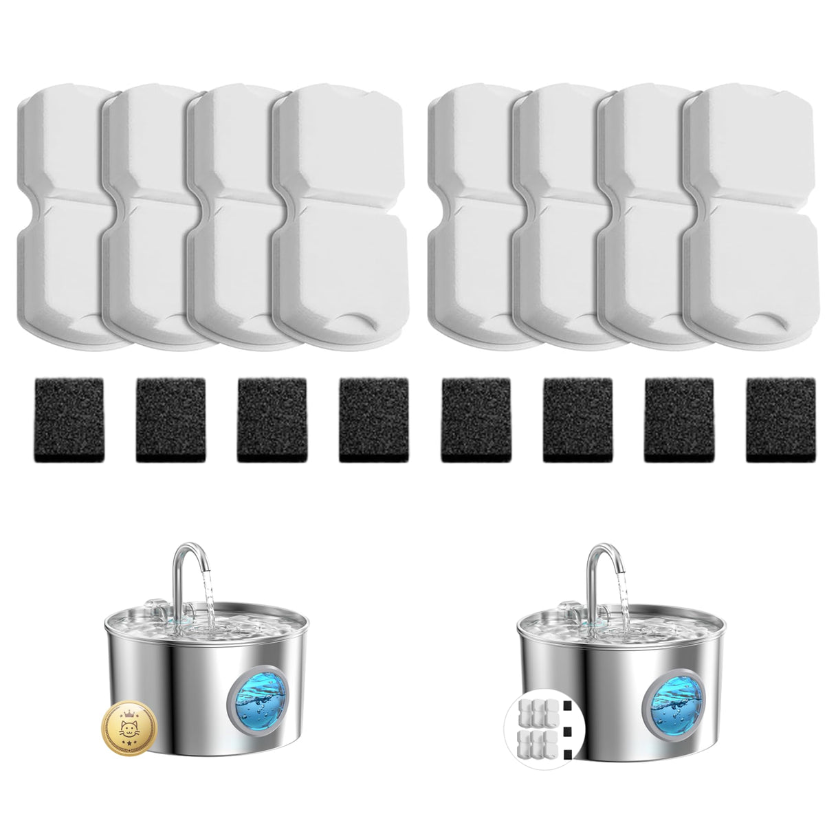 GIOTOHUN cat fountain filters carbon and foam pack improves filtration and taste for pets.