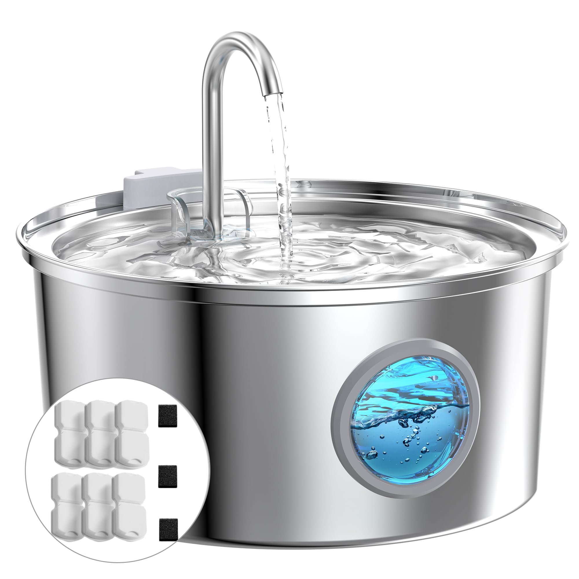 GIOTOHUN cat fountain stainless steel with 108oz capacity for reliable hydration.