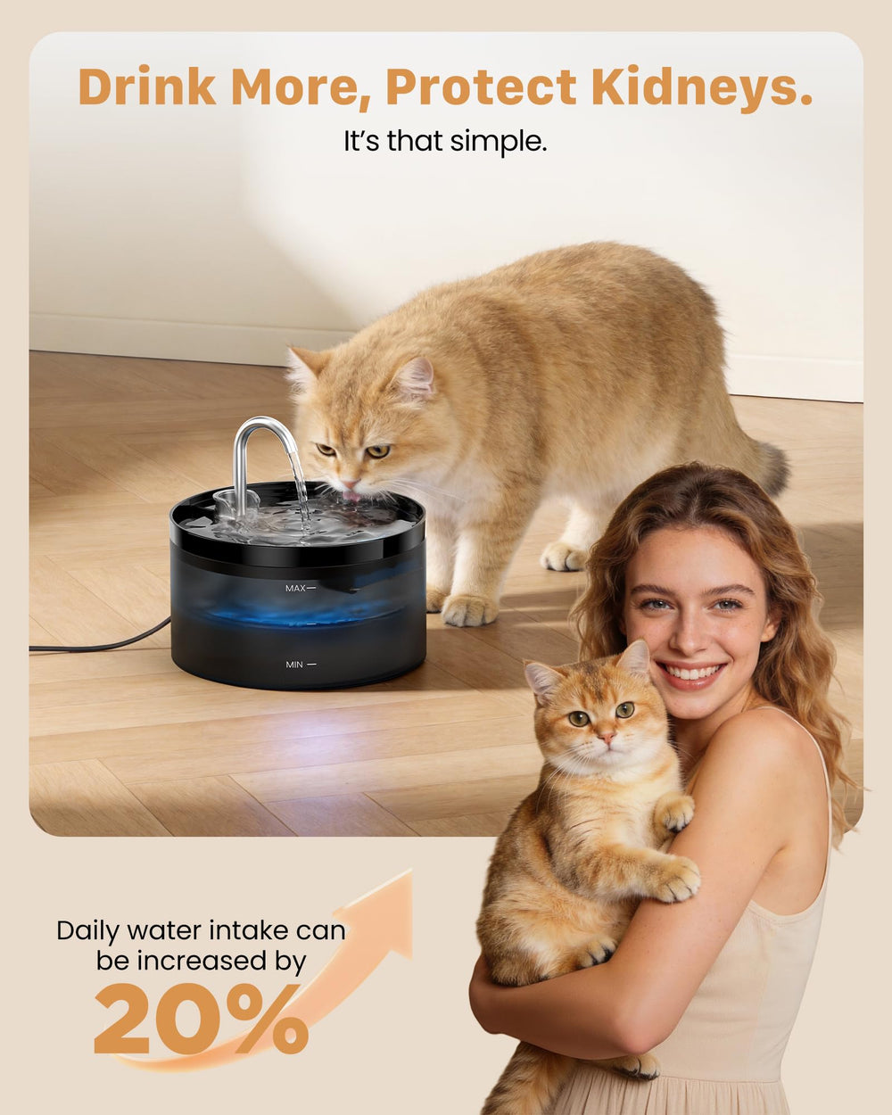 GIOTOHUN cat water fountain 2L black triple filtration for fresher water