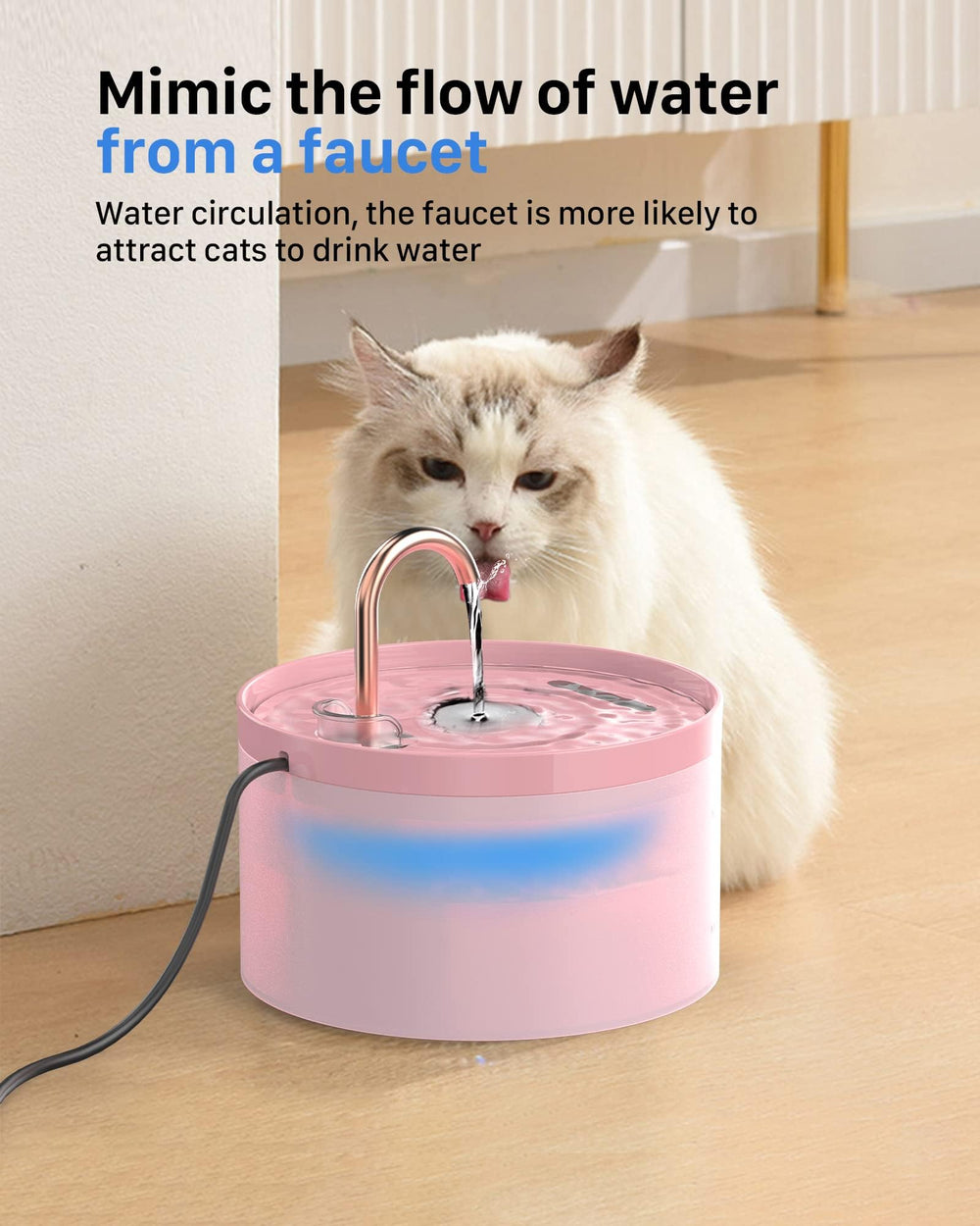 GIOTOHUN pink fountain demonstrating flow options for drinking.