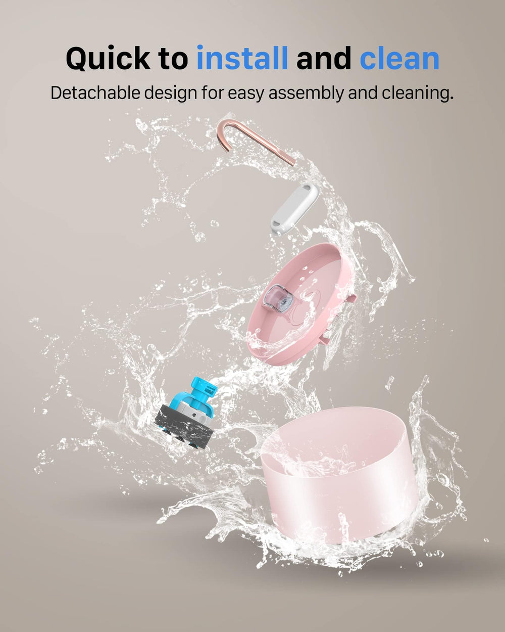GIOTOHUN pink fountain features removable parts for simple cleaning.