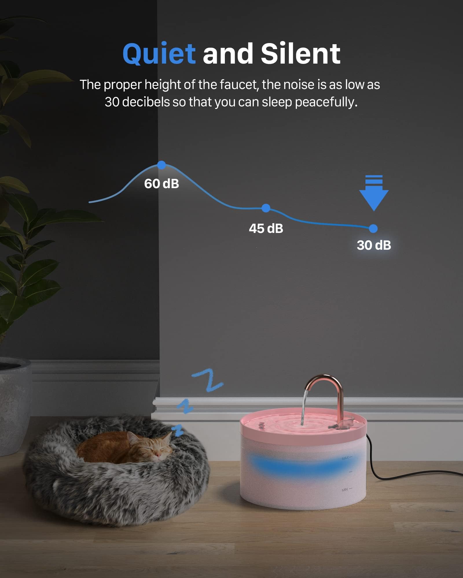 GIOTOHUN pink fountain with triple filtration for better water quality.