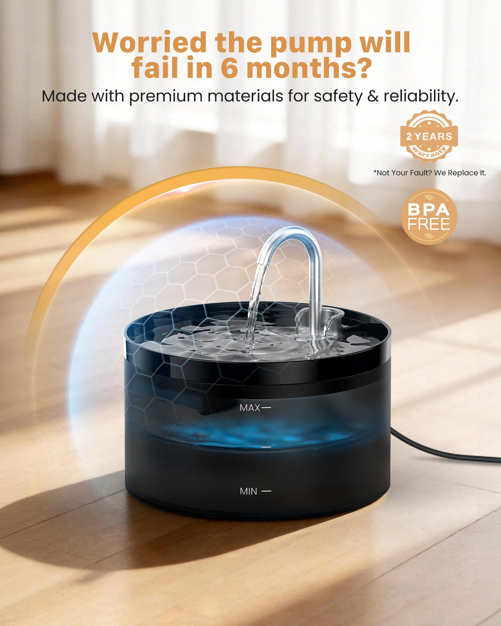 GIOTOHUN fountain with removable parts simplifies cleaning
