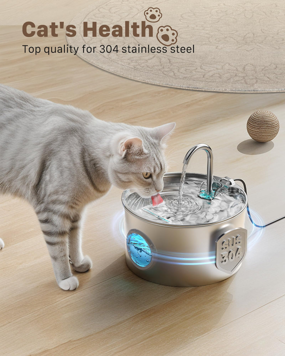 GIOTOHUN cat fountain running water mode entices cats to drink.