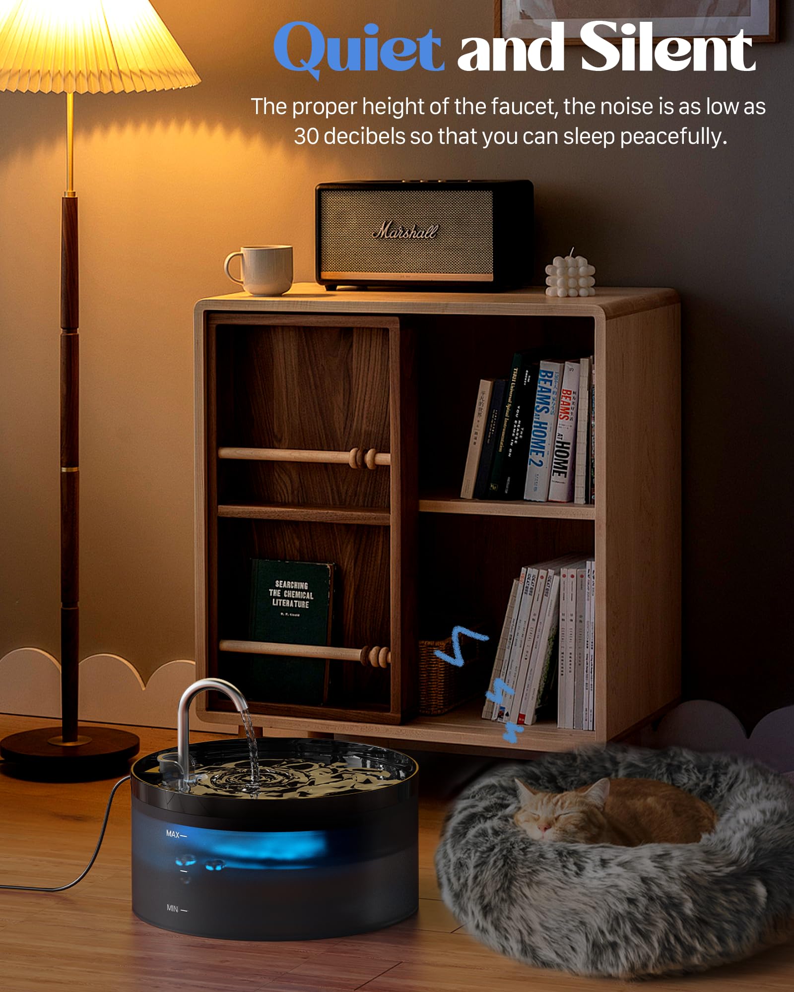 GIOTOHUN ultra-quiet pump ensuring peaceful nights beside your pets.