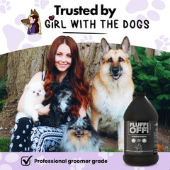 Girl With The Dogs Fluff Off foaming lather cleans fur and reduces shedding