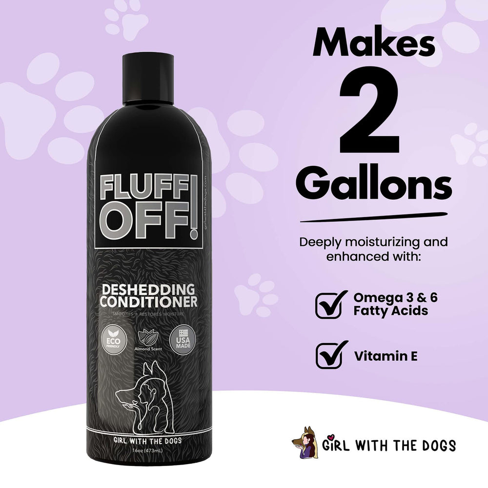 Grooming with Fluff Off improves coat texture during routine care.