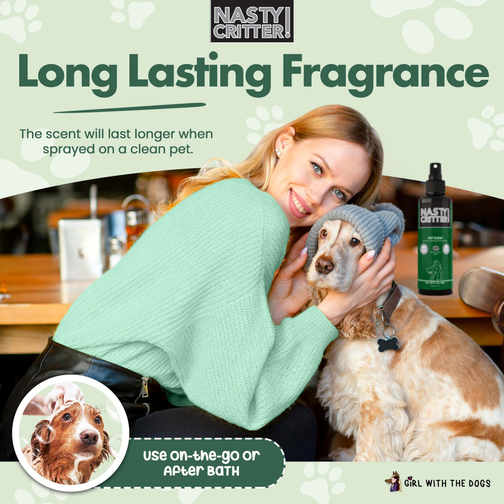 Girl With The Dogs NASTY CRITTER long-lasting fragrance for dogs after baths.