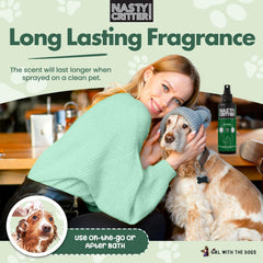 Girl With The Dogs NASTY CRITTER long-lasting fragrance for dogs after baths.