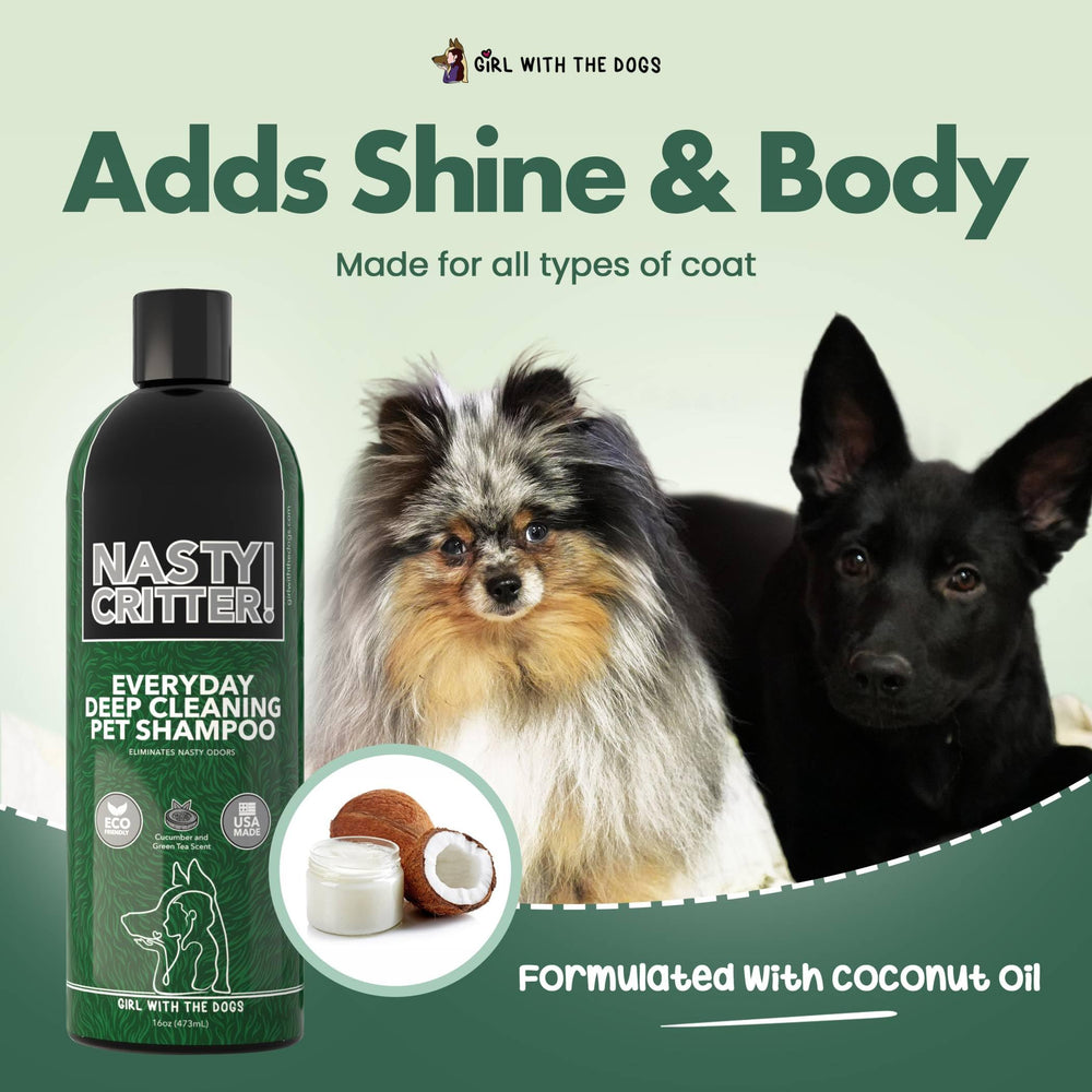 Girl With The Dogs NASTY CRITTER dilution-ready packaging enables economical grooming.