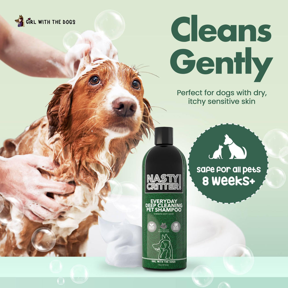 Girl With The Dogs NASTY CRITTER lather action shows easy rinsing and coat shine.