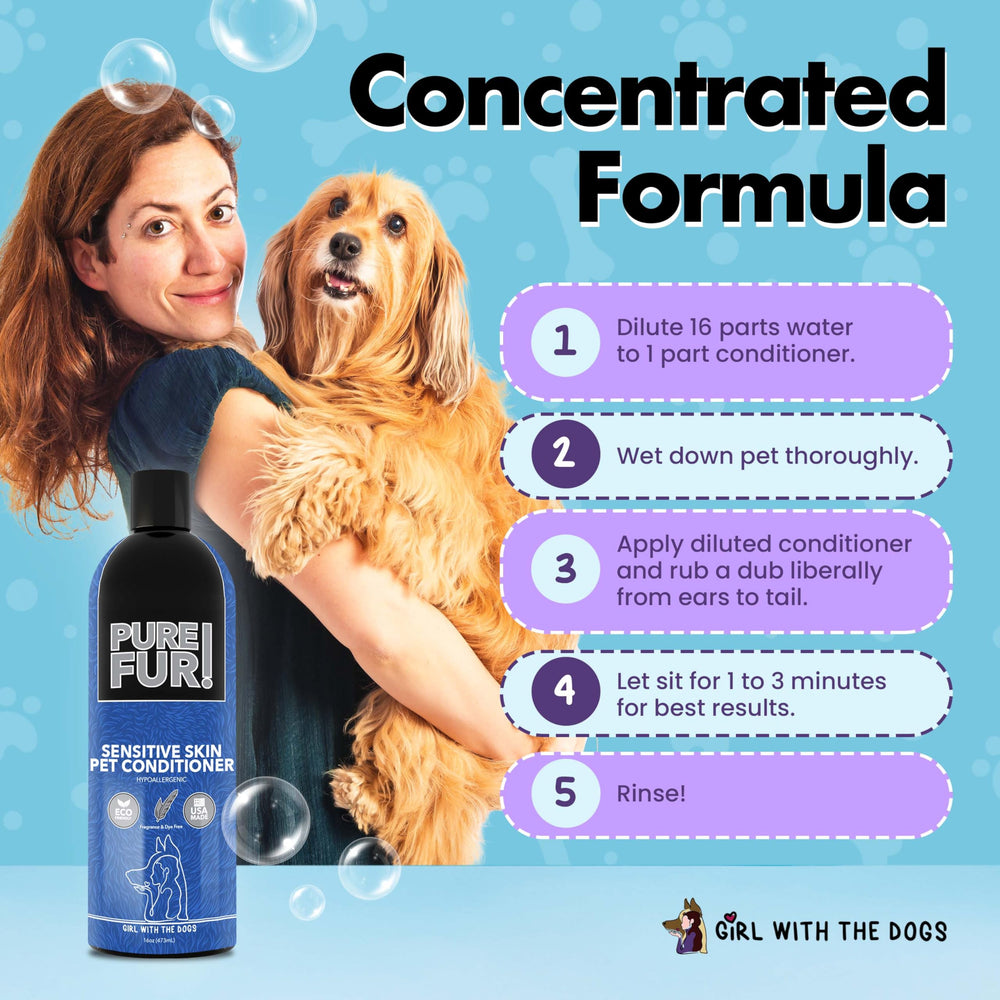 Shiny, smooth coat after using Pure Fur conditioner.