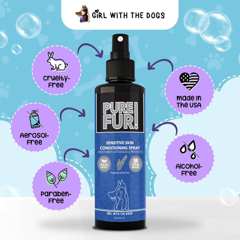 Girl With The Dogs Pure Fur! cruelty-free, biodegradable grooming solution for eco-conscious pets.
