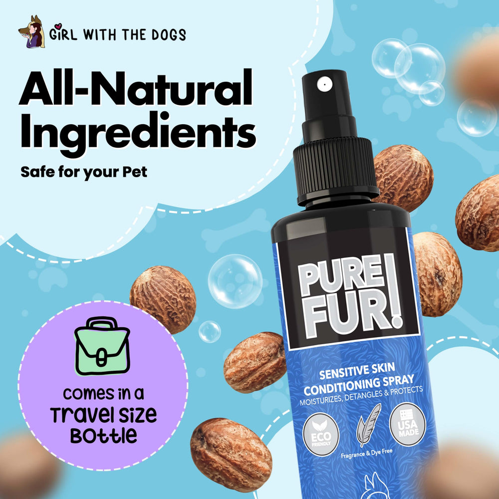 Girl With The Dogs Pure Fur! detangling action on a coat for smoother, manageable fur.