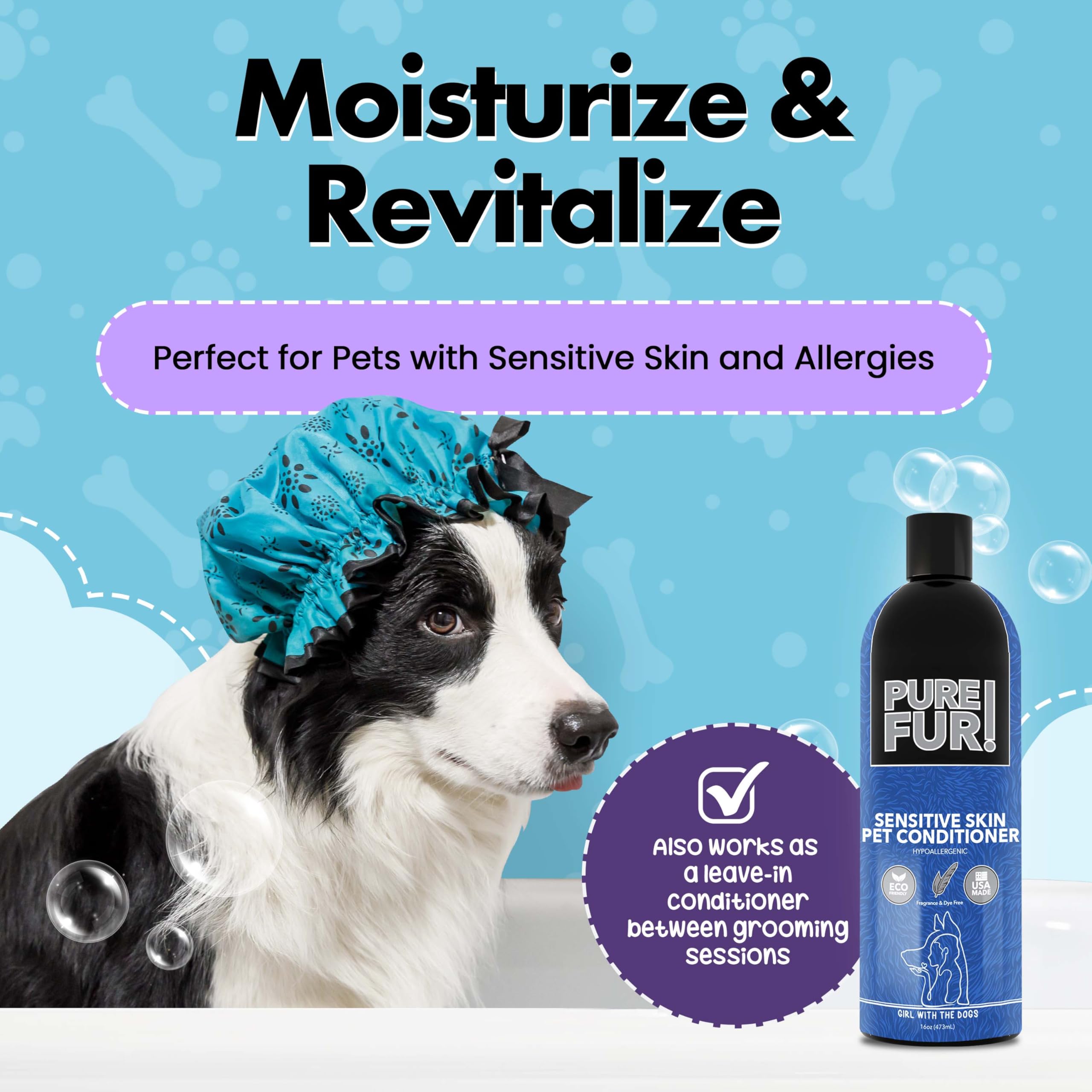 Pure Fur coconut oil ingredient emphasizes fur softness and grooming comfort.