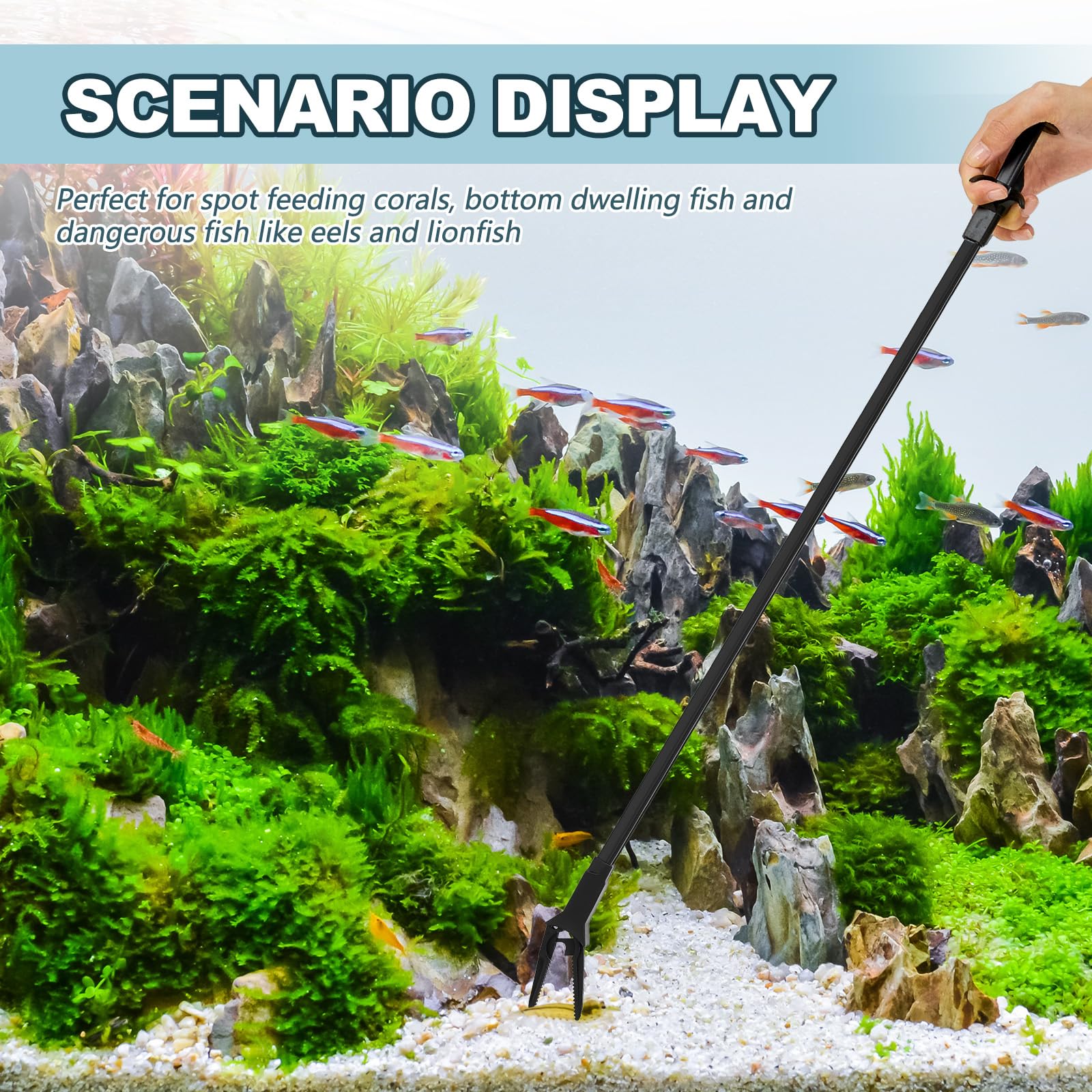 Gisafai long tongs removing debris from the tank bottom