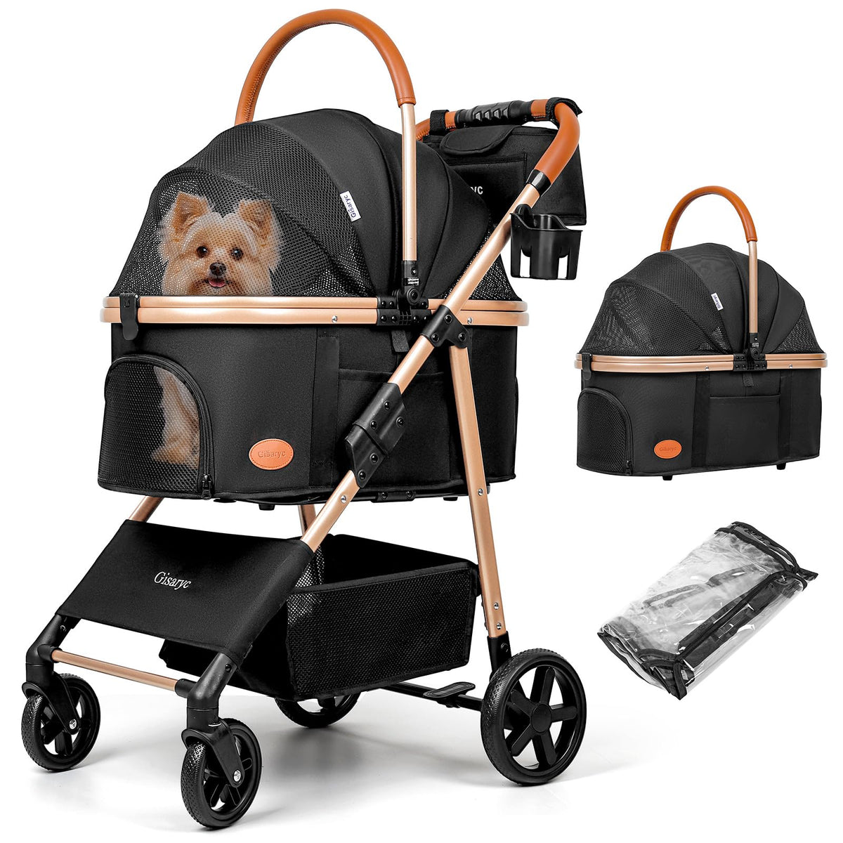 Gisaryc dog-cat stroller front view for smooth navigation with pets up to 50 lbs