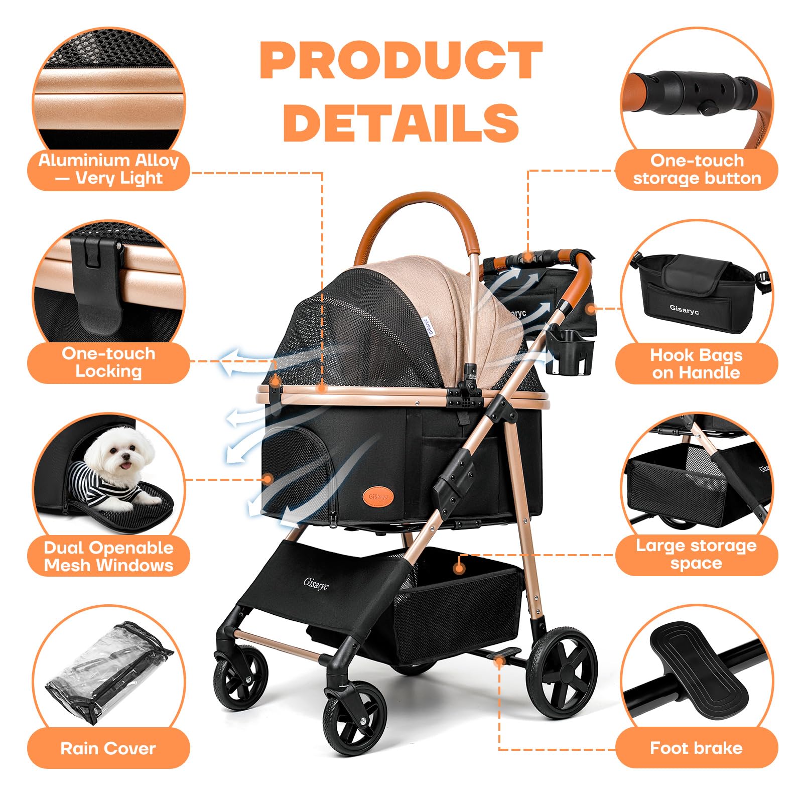 Gisaryc stroller rear-entry design for simple pet entry