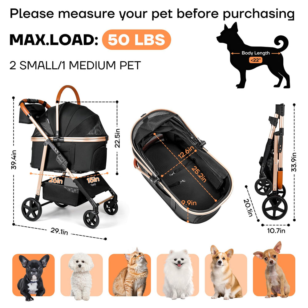Gisaryc dog-cat stroller storage basket holds treats and toys