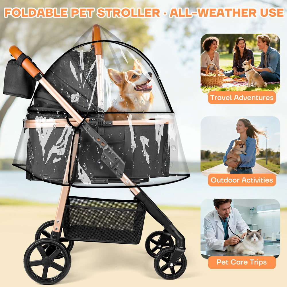 Gisaryc dog-cat stroller 360-degree wheels for easy maneuvering
