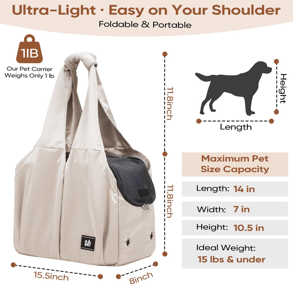Gisaryc Dog Purse Carrier beige folded for compact storage and easy transport.