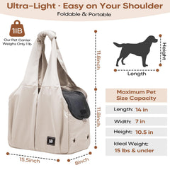 Gisaryc Dog Purse Carrier beige folded for compact storage and easy transport.
