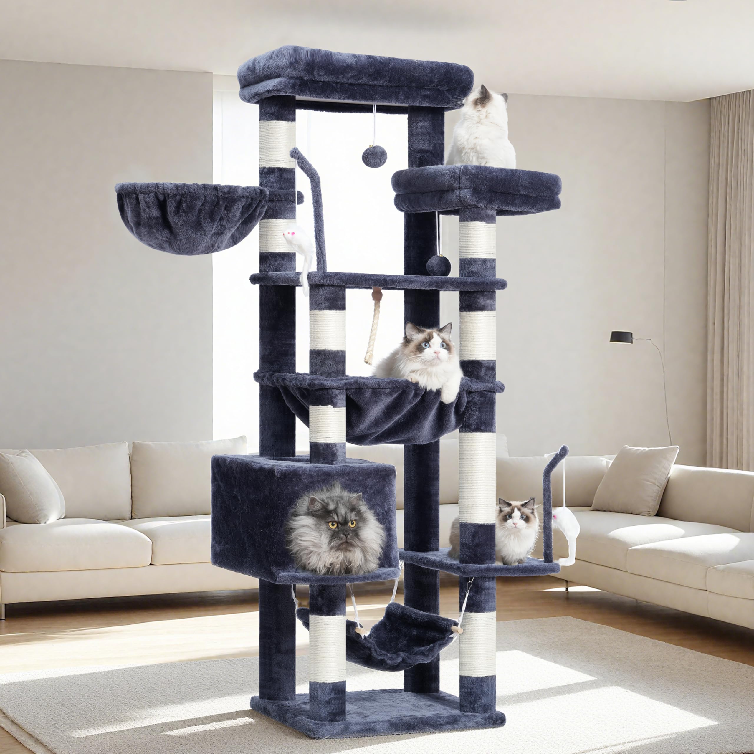 Gitelsnour 63-inch cat tree elevates cats to survey the room from above